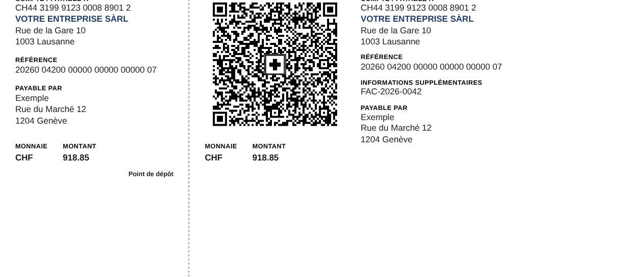 Section paiement QR-facture suisse